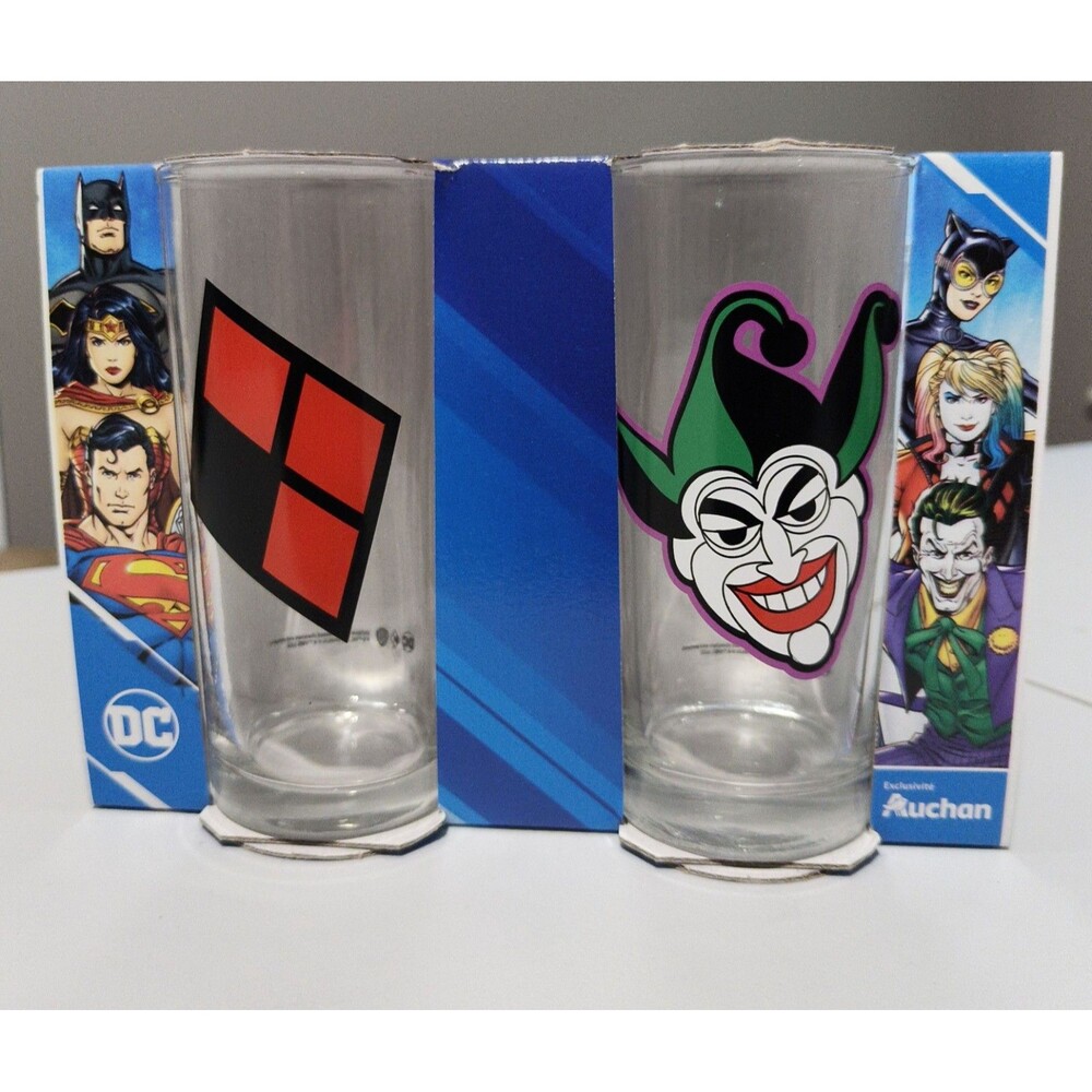 DC Comics Harley Quinn and The Joker 2 Piece Glass Set 9oz Collectible